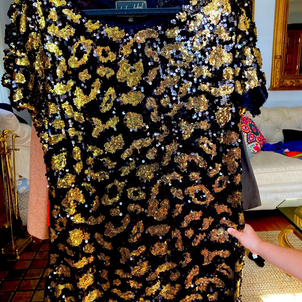 Sequin leopard cheetah animal mini cocktail dress